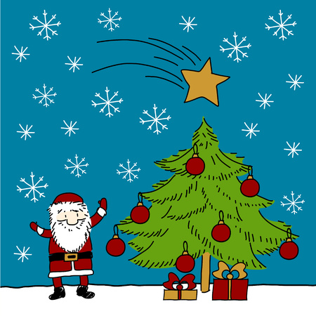 Christmas card with Santa Clausのイラスト素材