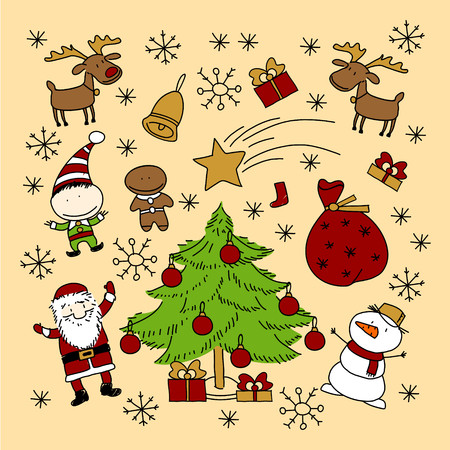 Set of Christmas symbols and elementsのイラスト素材