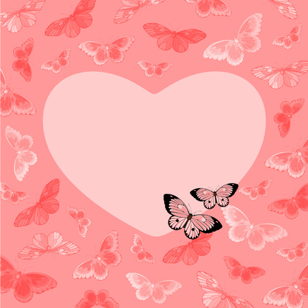 Valentine Day card with butterfliesのイラスト素材