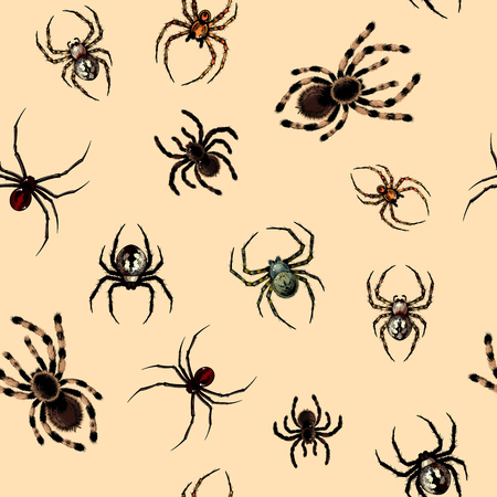 Seamless pattern with spidersのイラスト素材