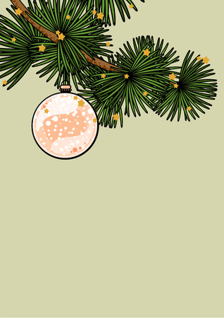 Background with a branch of a decorated Christmas treeのイラスト素材