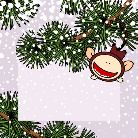 New Year greeting card with the Monkeyのイラスト素材
