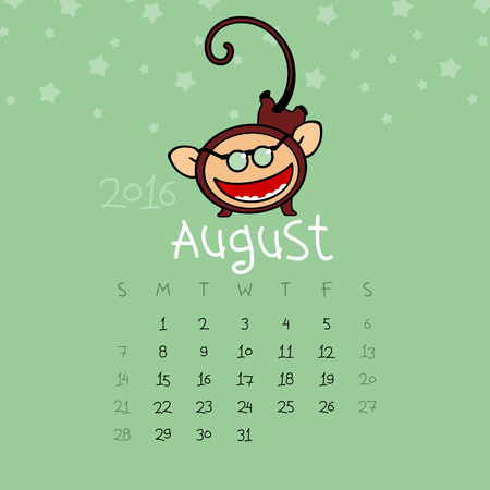 Calendar for the year 2016 - Augustのイラスト素材