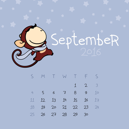 Calendar for the year 2016 - Septemberのイラスト素材