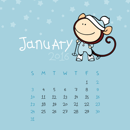 Calendar for the year 2016 - Januaryのイラスト素材