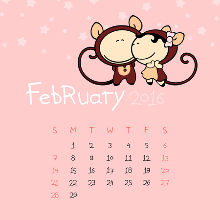 Calendar for the year 2016 - Februaryのイラスト素材