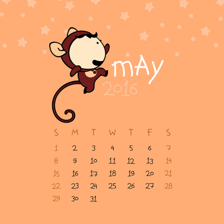 Calendar for the year 2016 - Mayのイラスト素材