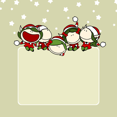Christmas background with a group of fairy girlsのイラスト素材