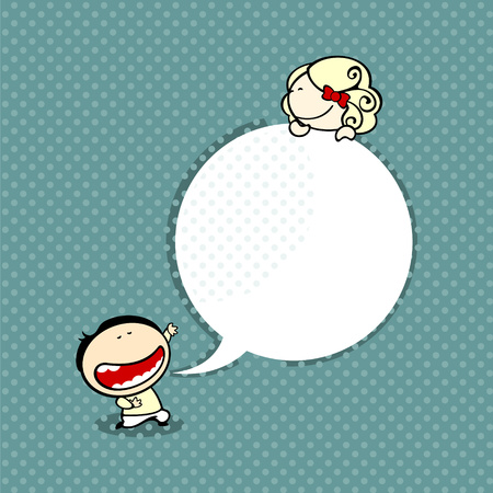 Valentine card with a boy declaring his love to a pretty girlのイラスト素材