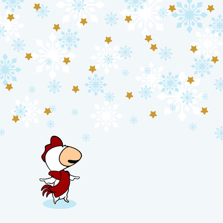 Little Rooster under snowのイラスト素材