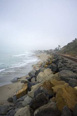 Lone Surfer in San Clemente on a Foggy Day