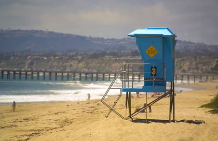 Lifeguard Tower in San Clemente with Copy Spaceの写真素材