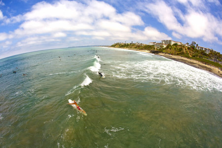 Wide Angle San Clemente Surfing from the Pier looking North