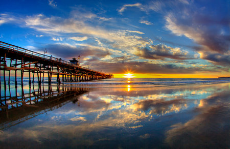 The San Clemente Pier at Sunset during Summer.
