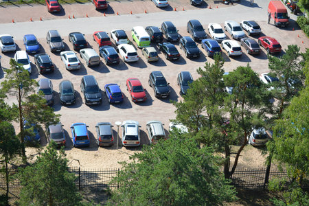 View from height to car parking