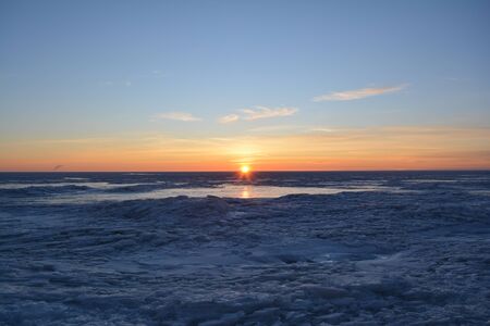 Spring Leningrad Region. Beach on the Gulf of Finland in March 8, 2020.の写真素材