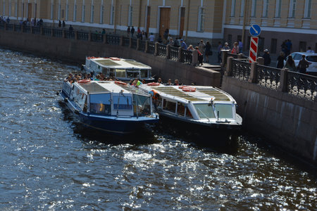 Celebration on May 9, 2016 in St. Petersburg. Nevsky Avenue. Neva River. Channels in the city.のeditorial素材