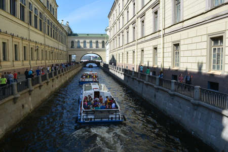 Celebration on May 9, 2016 in St. Petersburg. Nevsky Avenue. Neva River. Channels in the city.のeditorial素材