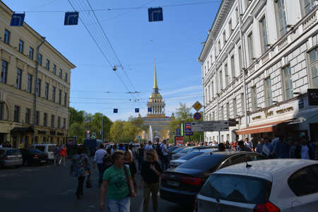 Celebration on May 9, 2016 in St. Petersburg. Nevsky Avenue. Neva River. Channels in the city.のeditorial素材
