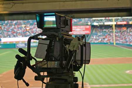TV Camera broadcasting the Gameの写真素材
