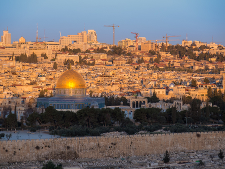 Sunrise over the old city - Jerusalem Israelの写真素材