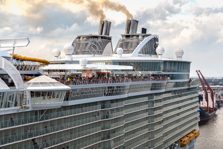 Port Everglades, Ft. Lauderdale - March 17, 2019: Cruise Ship sail away, Royal Caribbean Harmony of...