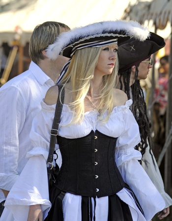 November 12-13 and 19-20 - Sarasota, Florida - Beautiful fairgoer dressed as pirate at the 2011 Sarasota Medieval Fair in Sarasota, Florida, USA.のeditorial素材