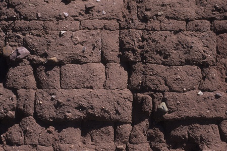 Close-up of wall constucted of habdmade adobe bricks at Pecos National Monument in New Mexico.の写真素材