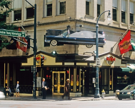 Street view of the Hard Rock Cafe in Atlanta, Georgia..のeditorial素材