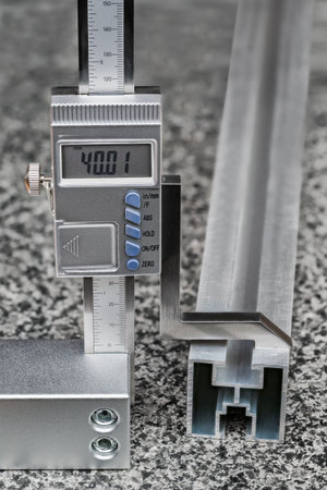 Accurate digital height gauge with metal scriber on plane granite measuring surface plate....