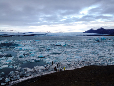 Wider view of Jokulsalon, grand glacier in South Iceland