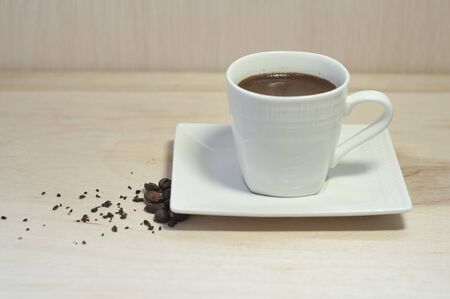 freshly brewed coffee in the early morningの写真素材
