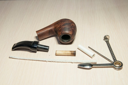 cleaning the Smoking pipe after useの写真素材