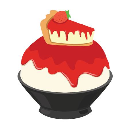 Dessert Korean or Bingsu Strawberry Cheese Cakeのイラスト素材
