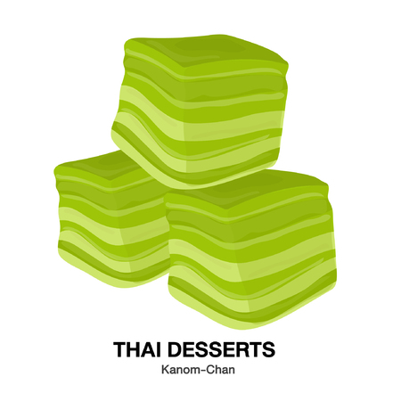 Kanom-Chan.THAI DESSERTS,Kanom Thaiのイラスト素材
