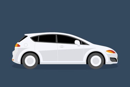 white car isolated on blue background  illustration vectorのイラスト素材