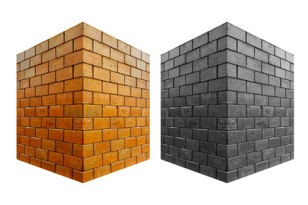 perspective brickwall room isolated on white background
