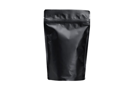 Foil pouch with zipper and plastic ,Coffee bag packaging isolated on white background