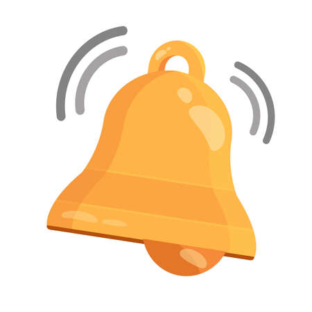 Notice golden bell flat icon vectorのイラスト素材