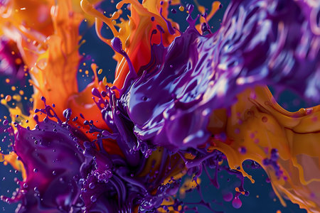 Colorful paint splashing isolated on black background. 3d renderingの素材