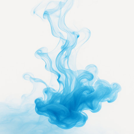 Abstract blue smoke on white background. Design element for advertisements, flyer, web and other graphic designer works.の素材