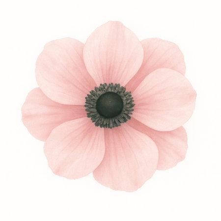 Pink anemone flower isolated on white background with clipping path.の素材