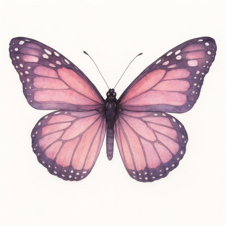 Watercolor butterfly isolated on white background. Hand drawn illustration for your design.の素材