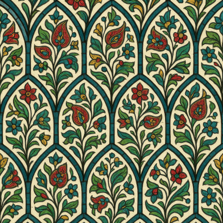 Seamless pattern with floral ornament. Vector illustration in vintage styleの素材