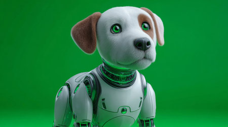 3d rendering of a dog robot isolated on green background with chroma keyの素材