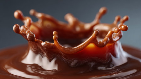 closeup of a chocolate splash on a dark background, shallow dofの素材