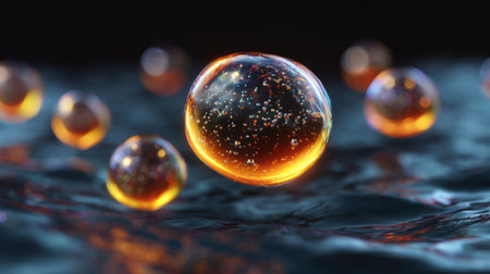 Bubbles floating in the water. 3d render illustration.の素材