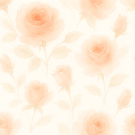 Seamless pattern with watercolor roses. Hand-drawn illustration.の素材