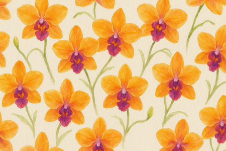 Seamless pattern with orchids. Floral background.の素材