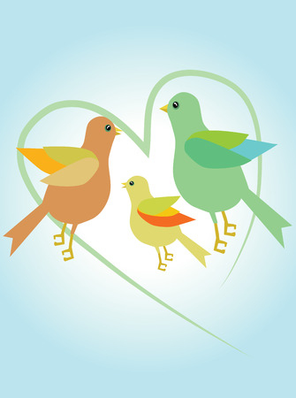 Birds family in love. Vectorのイラスト素材